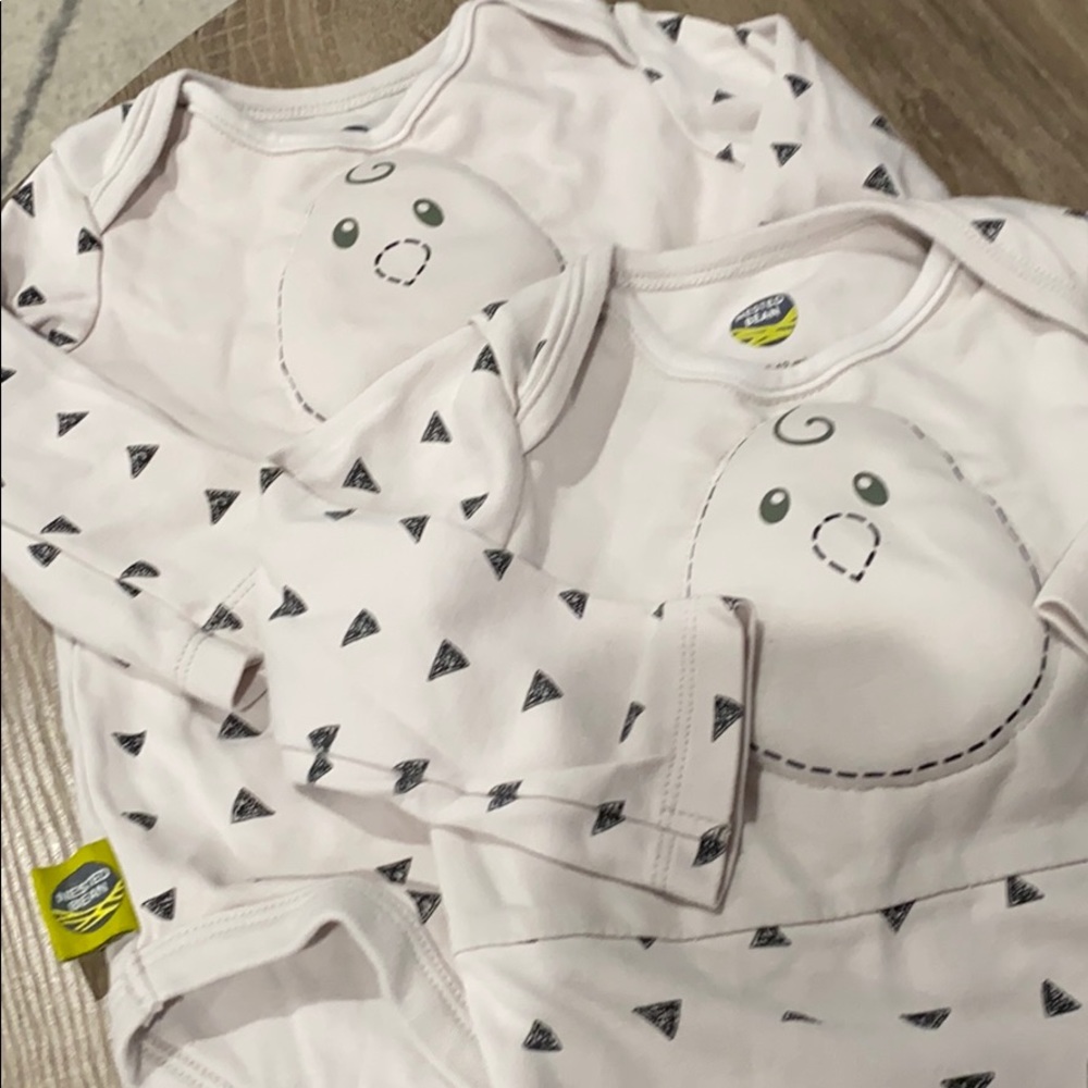 2 Nested bean long sleeve onesies